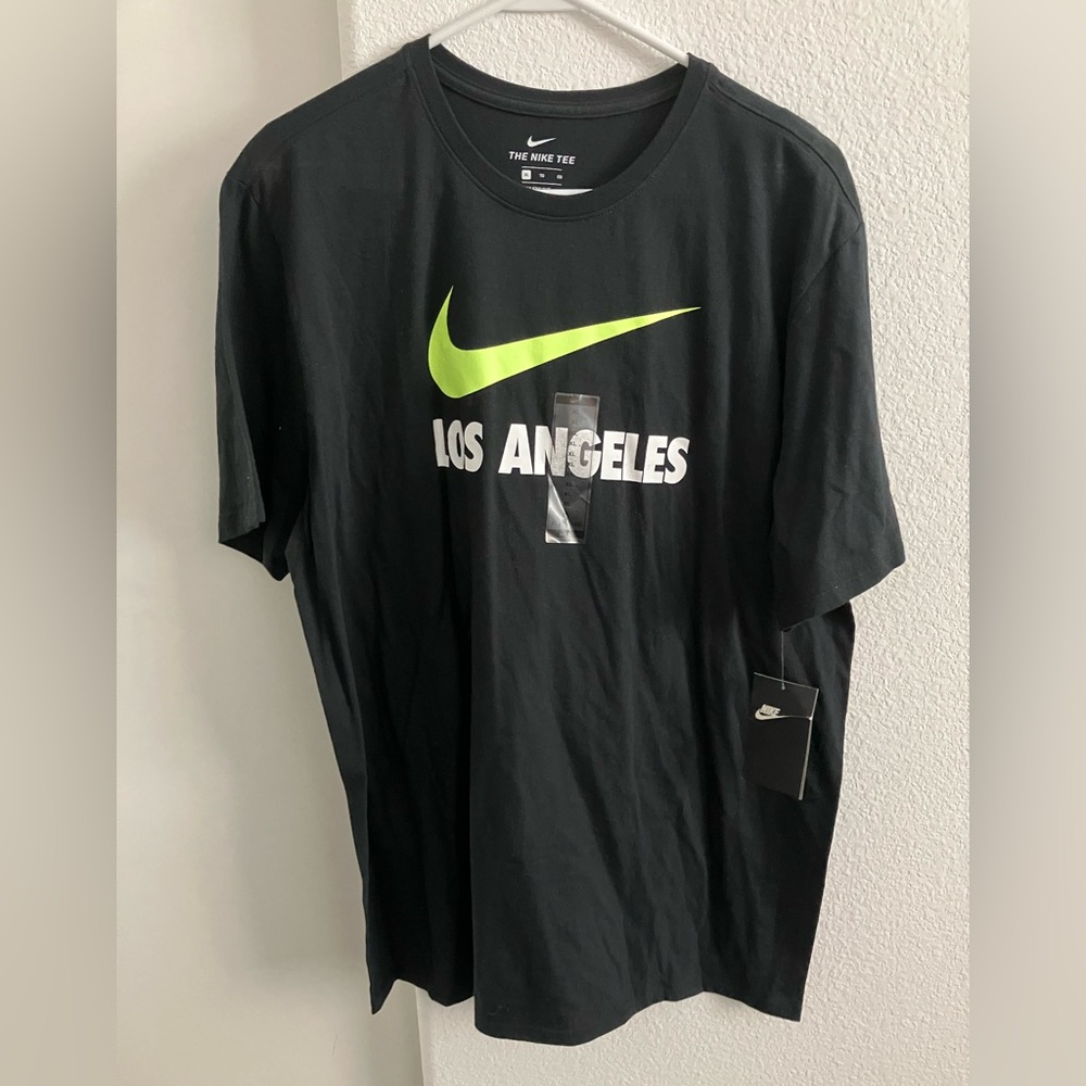 Nike Black Tee with Neon Green Swoosh